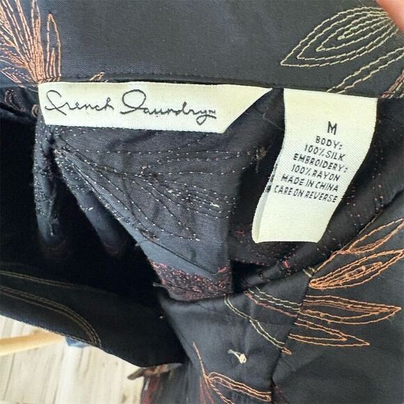 French Laundry Women's M Silk Black Beaded Embroidered Blazer Career Jacket - Picture 8 of 8